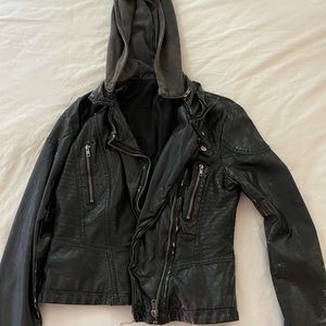 Free People black leather bomber jacket